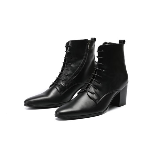 Point Toe Boots w/ High Heel & Zipper For Men - Boots By Fashion