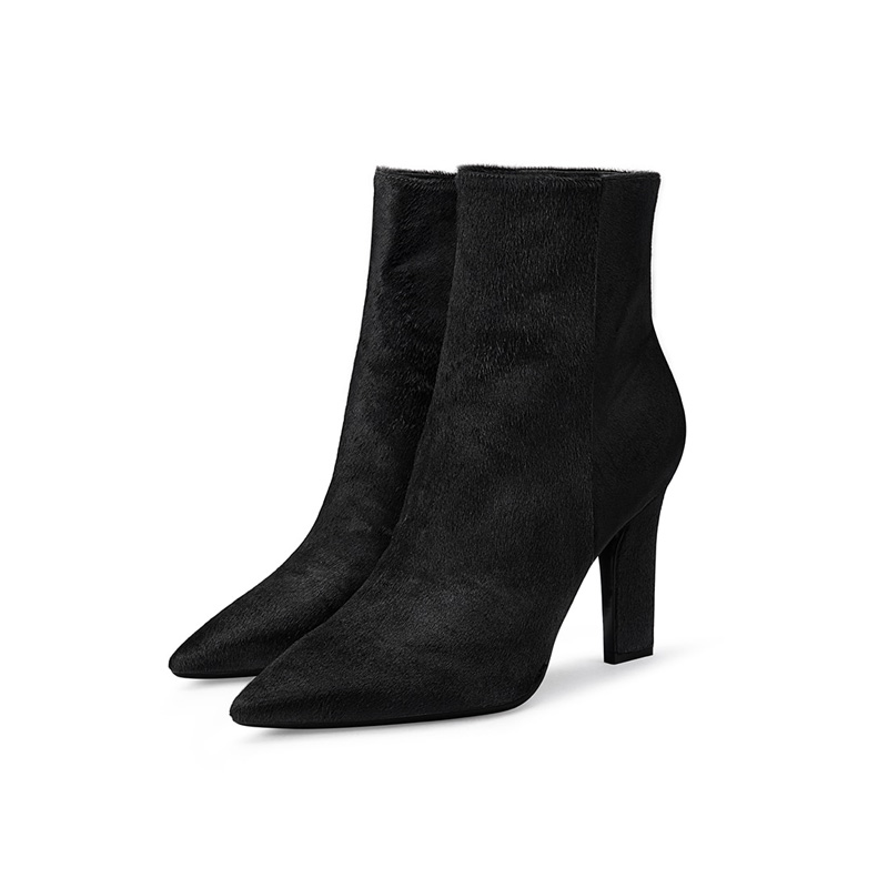 Sexy High Heel Leather Ankle Boots w/ Side Zipper For High Fashion.