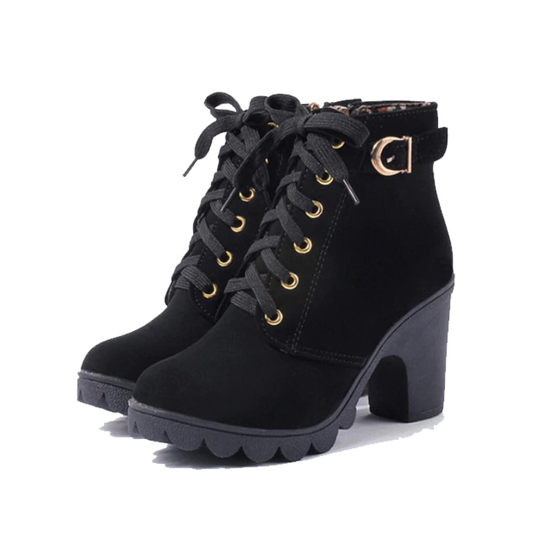 black high heel boots ankle