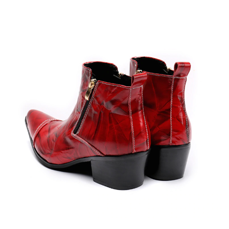 Red & Black Fashion Cowboy Boots w/ Zippers - Boots By Fashion