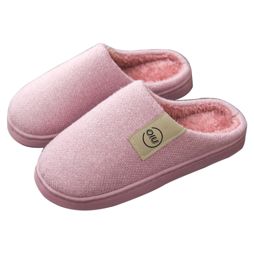 classic pattern women fur slippers pink