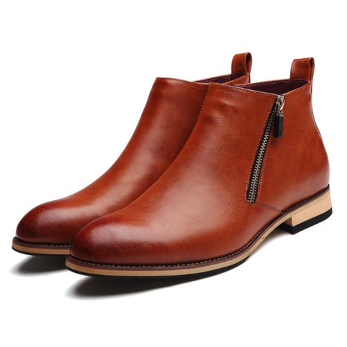 stylish chelsea fashion boots zipper brown