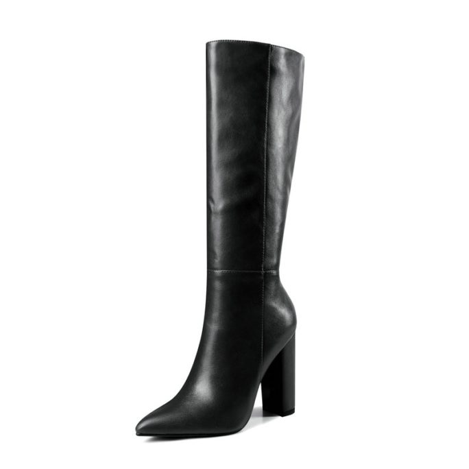 Faux Leather Sexy High Heel Knee High Boots